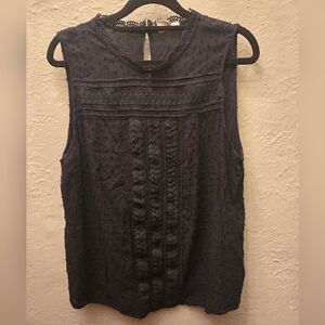 GAP Black Swiss Dot Lace Blouse  Victorian Romantic Cottagecore Goth